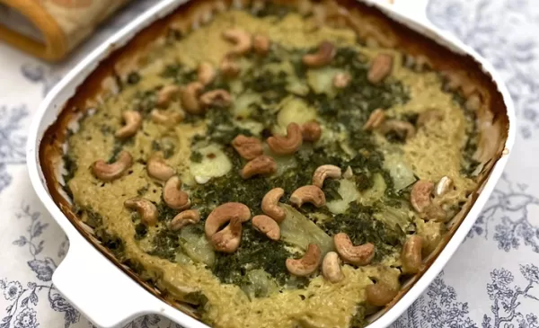 Gegratineerde boerenkool in laagjes