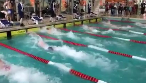 Jesse Puts van zwemvereniging Aquarijn Nederlands Kampioen op de 100 meter vrij