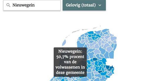 Helft van de Nieuwegeiners (50,7%) is kerkelijk of religieus