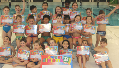 Afzwemmen voor het A en B -diploma in Merwestein