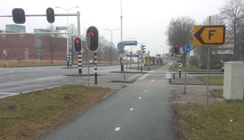 Bewegwijzering voor fietsers bij Structuurbaan aangepast