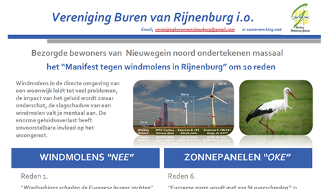 Politiek en bewoners in actie tegen windmolens in Polder Rijnenburg