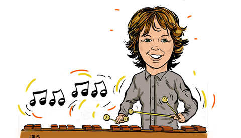 PENTekening: ‘Steije Maurer, hij bespeelt de Marimba’