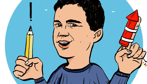 PENTekening: ‘Stijn Damen, winnaar vande poster vuurwerkcamapgne’