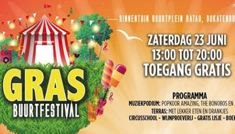 Buurtfestival GRAS in de binnentuin van Buurtplein Batau