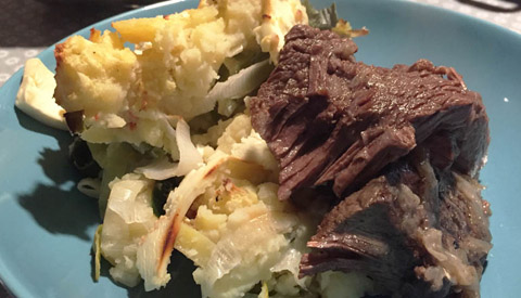 Koken met PEN: ‘Prei stamppot met feta en draadjesrundvlees’