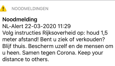 Noodmelding van de Rijksoverheid