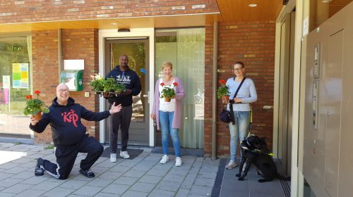 Ouderen in Nieuwegein bewegen voor de Geraniums tijdens de Nationale Balkon Beweegdag