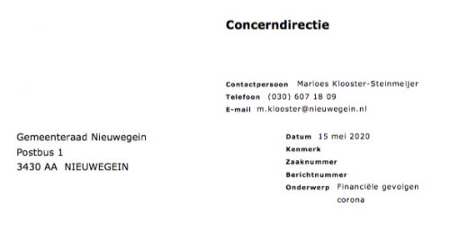 Coronacrisis kost de gemeente veel geld