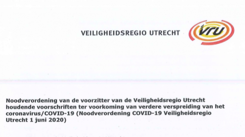 Noodverordening COVID-19 Veiligheidsregio Utrecht van 1 juni 2020