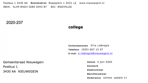 Update over de gevolgen van de Corona-crisis in Nieuwegein