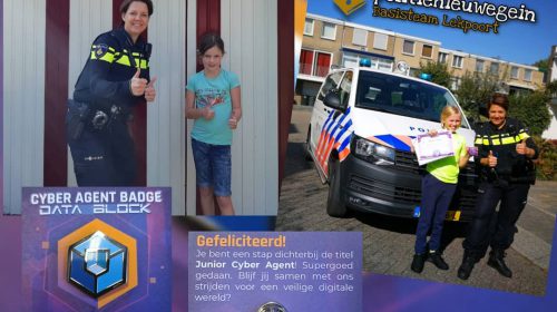 Hugo en Yara ontvangen hun HackShieldbattle certificaat en badge