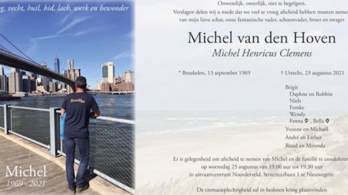 Michel van den Hoven (52) overleden
