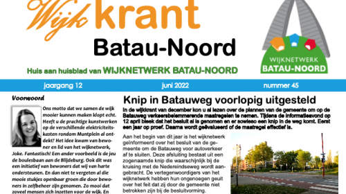 De wijkkrant voor de wijk Batau-Noord is weer uit