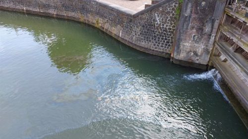 Olie op ’t water in de Koninginnensluis