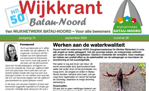 De wijkkrant voor de wijk Batau-Noord is weer uit