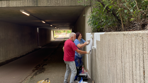 Wanden donkere Vronesteyntunnel wordt historisch schilderij