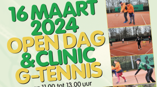 Blije gezichten, buitenlucht en beweging bij clinic G-tennis