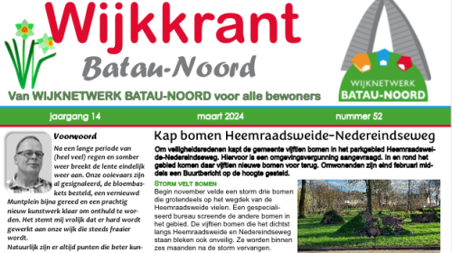 De wijkkrant voor de wijk Batau-Noord is weer uit