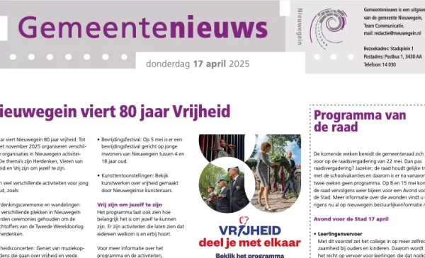 Gemeentenieuws online nu om de twee weken