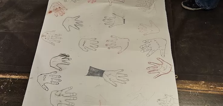 handen op papier getekend 