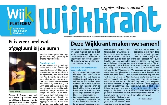 De wijkkrant voor de wijken Zuilenstein, Huis de Geer en Blokhoeve is weer uit