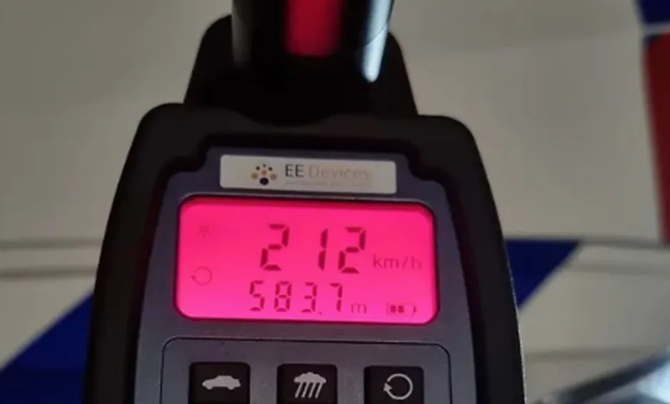 snelheid gemeten met laser