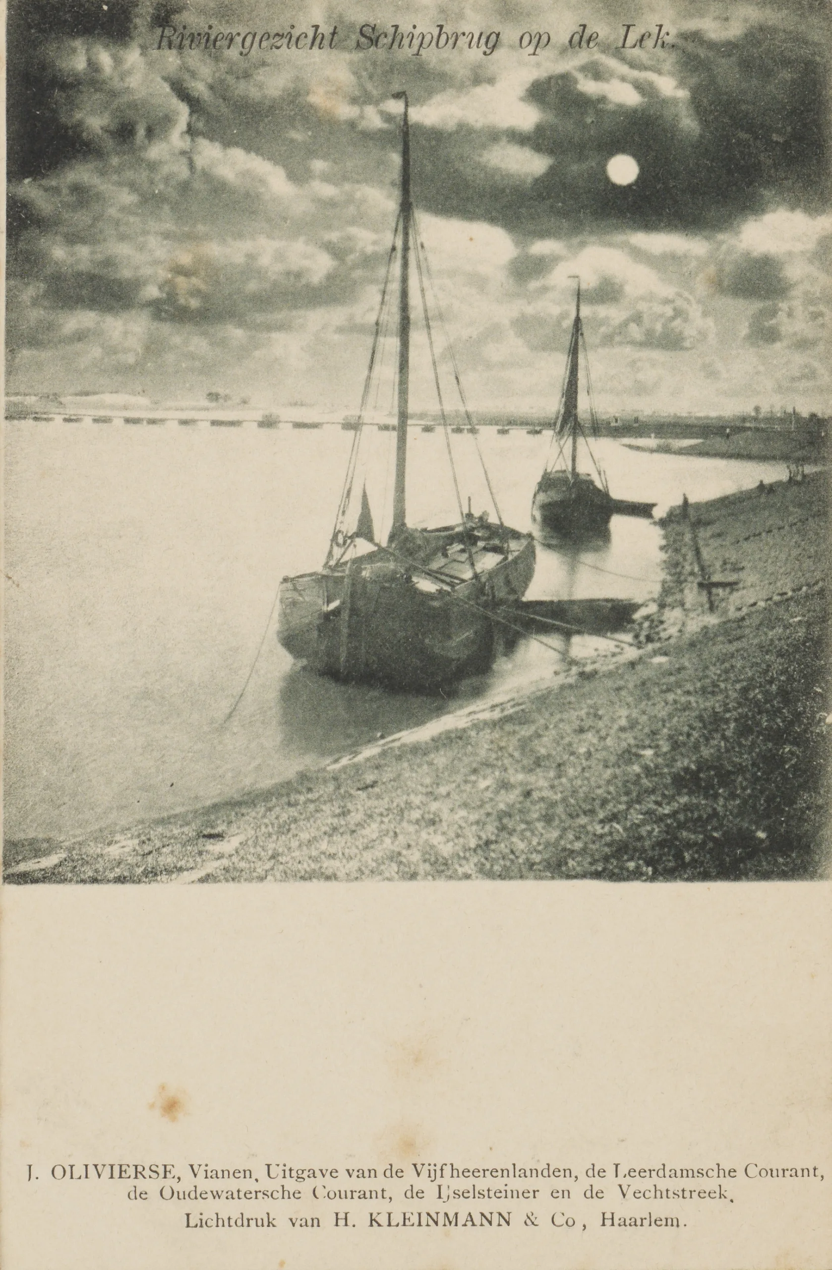 Ansichtkaart gezicht op schipbrug in Vreeswijk