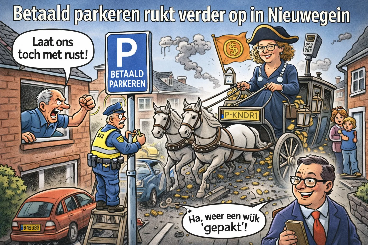 betaaldparkeren rijtuigenbuurt karikatuur