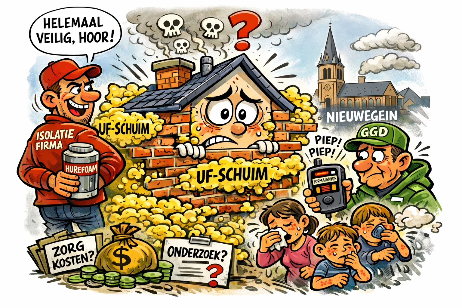 Foam isolatie karikatuur