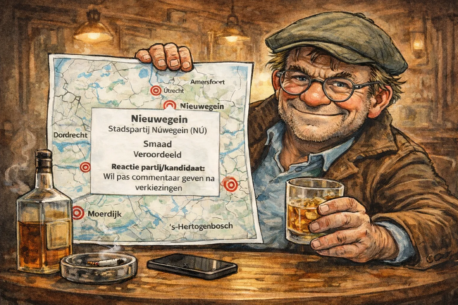 Karikatuur Jan met de Pet over smaad