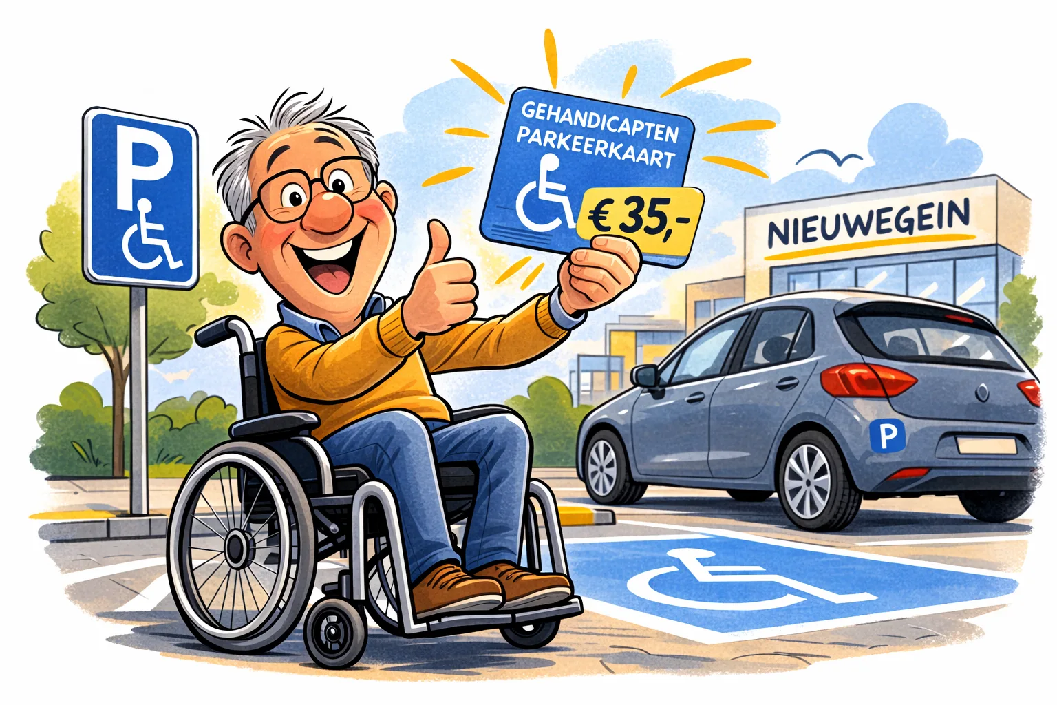 karikatuur man met parkeerkaart