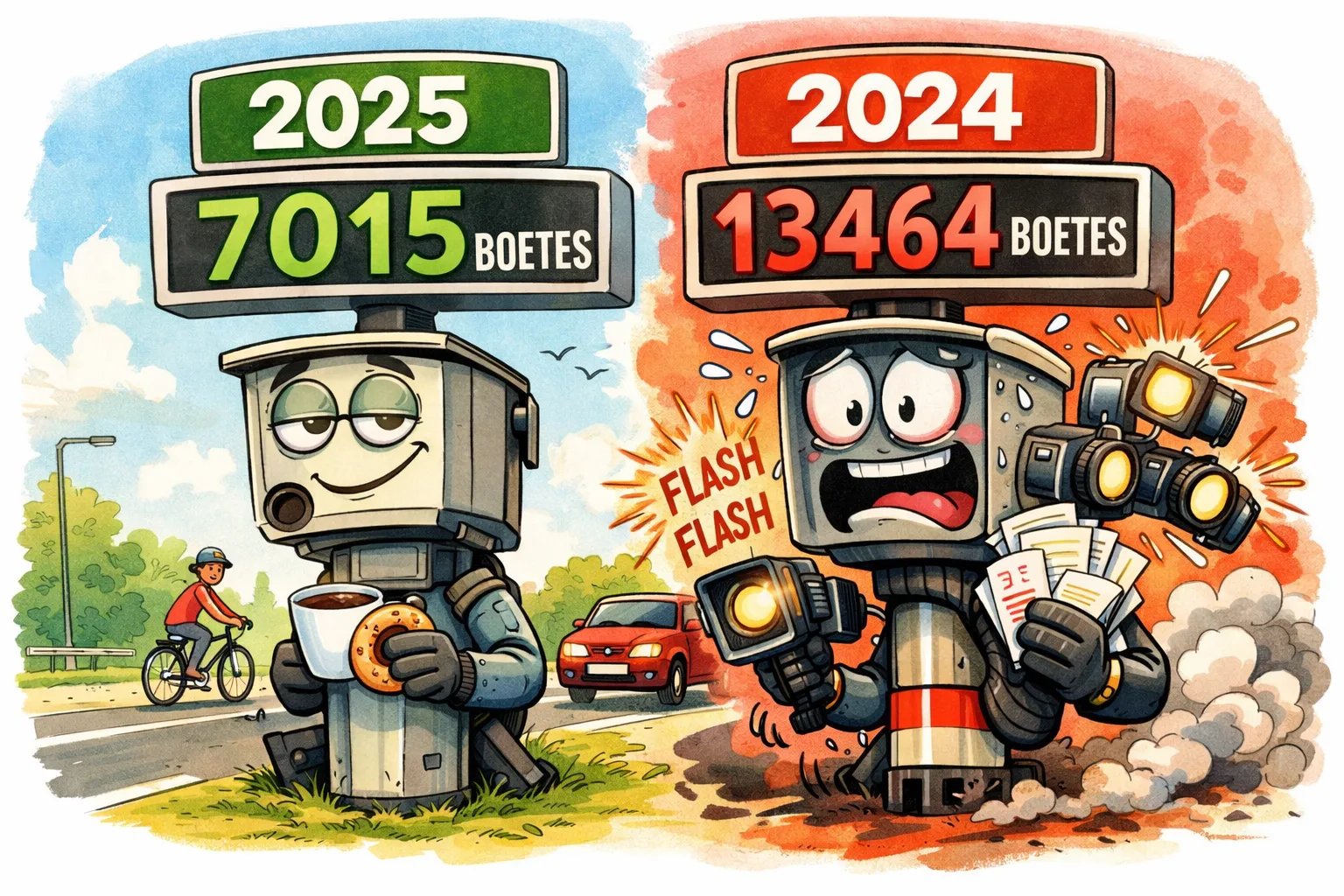 Flitspaal karikatuur