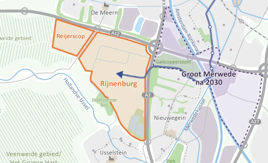 Gebied Groot Merwede en polder rijnenburg
