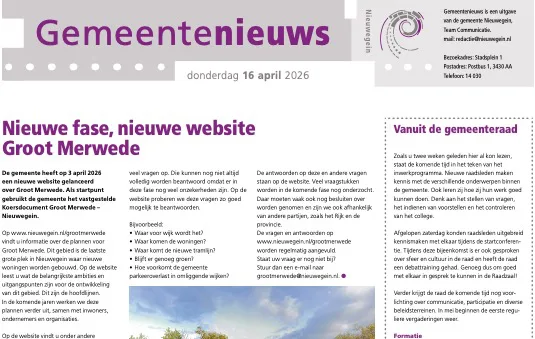 Gemeentenieuws 16 april 2026