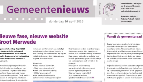 Gemeentepagina weer uit, dit staat er nu in voor Nieuwegein