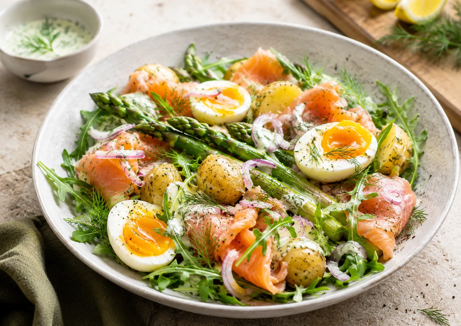 Aspergesalade met krieltjes