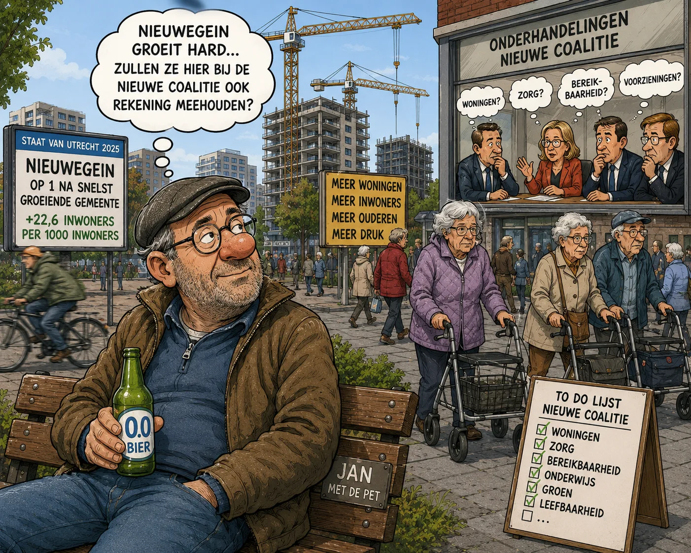 Jan met de Pet op Cityplaza met 00 biertje