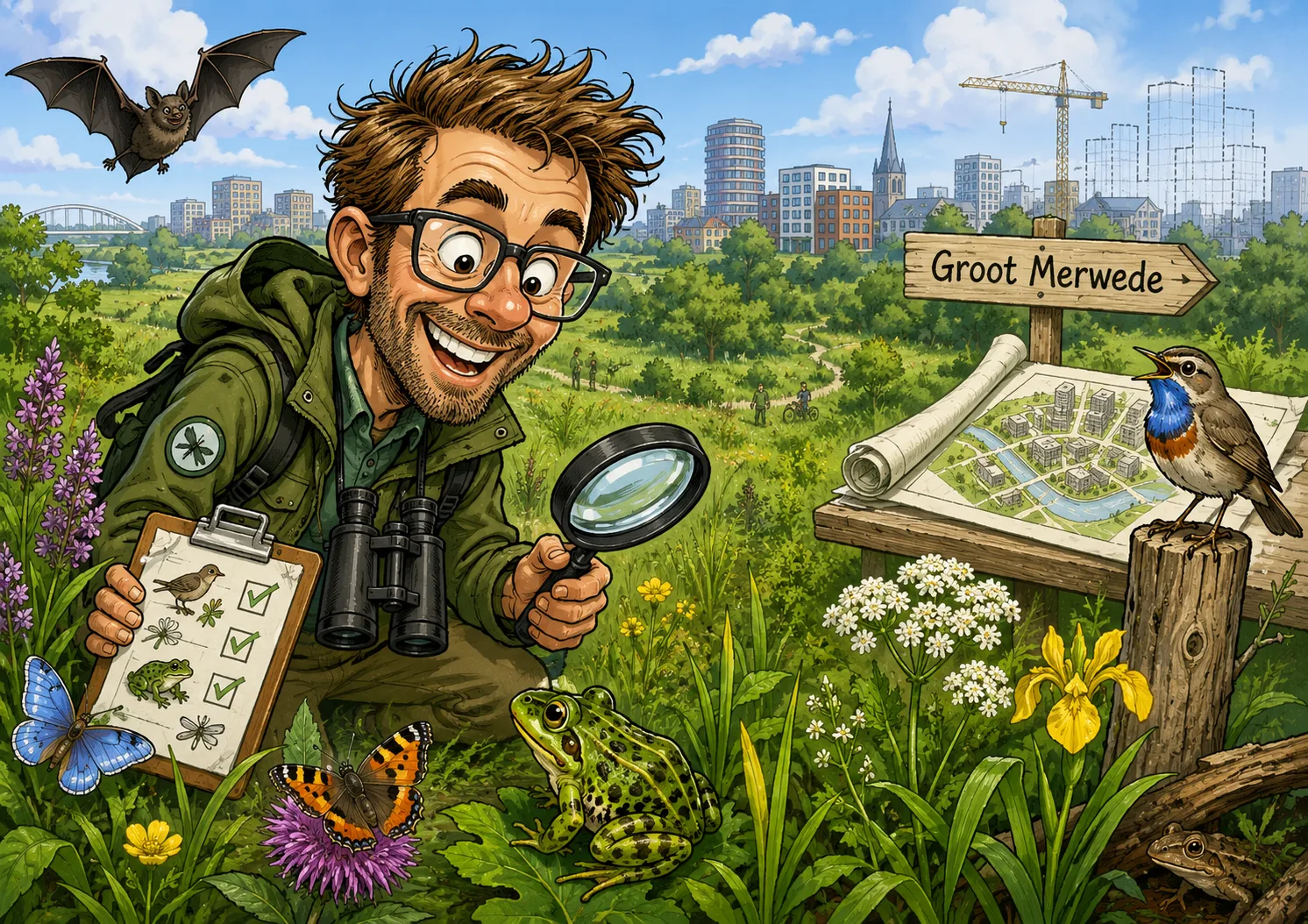 karikatuur natuuronderzoek groot merwede