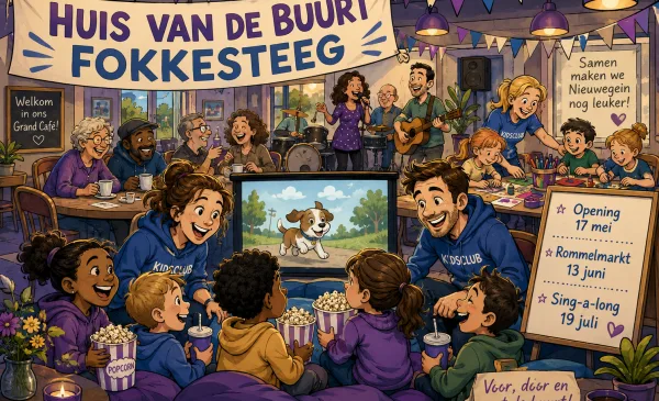 Eerste kidsbios in Huis van de Buurt Fokkesteeg gehouden, grote opening op 17 mei