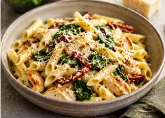 Koken met PEN: ‘Romige kip-pasta met zongedroogde tomaat en spinazie’
