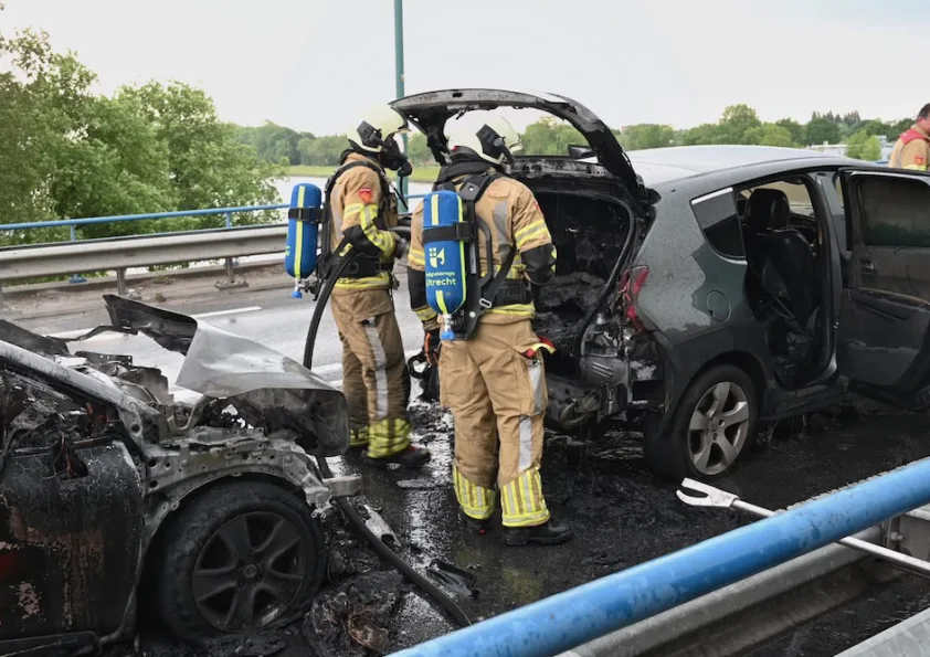 Twee auto’s volledig uitgebrand op Plettenburgerbaan, inzittenden ontsnappen ongedeerd