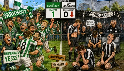 JSV wint, maar degradeert toch: jubileumjaar eindigt met mokerslag