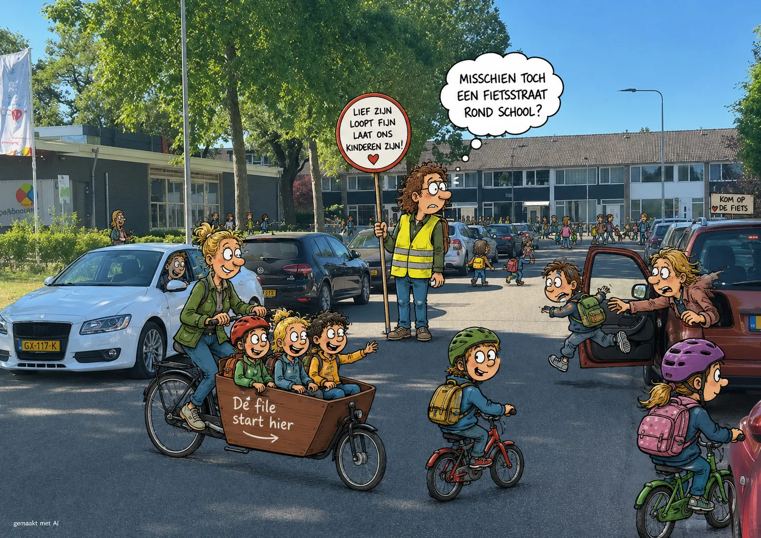 verkeer rondschool karikatuur