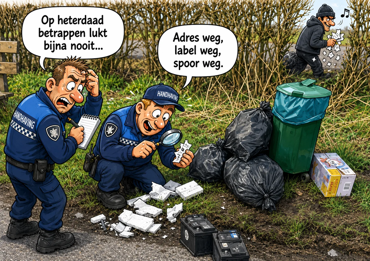 karikatuur boa speurt in afval