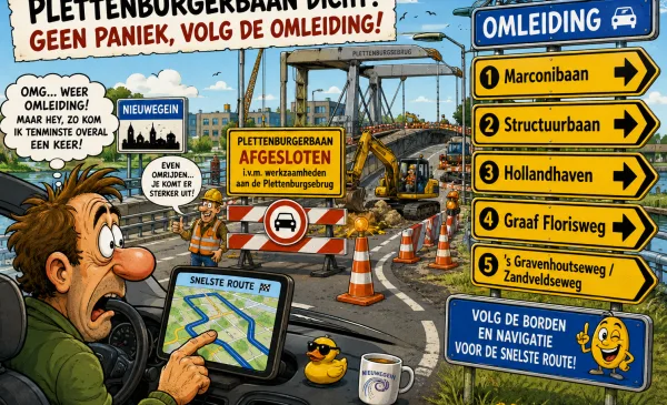 Plettenburgerbaan in juli deels dicht voor asfaltwerk en onderhoud aan brug