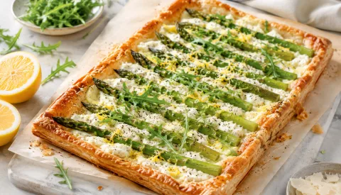 Koken met PEN: ‘Plaattaart met groene asperges, ricotta en citroen’