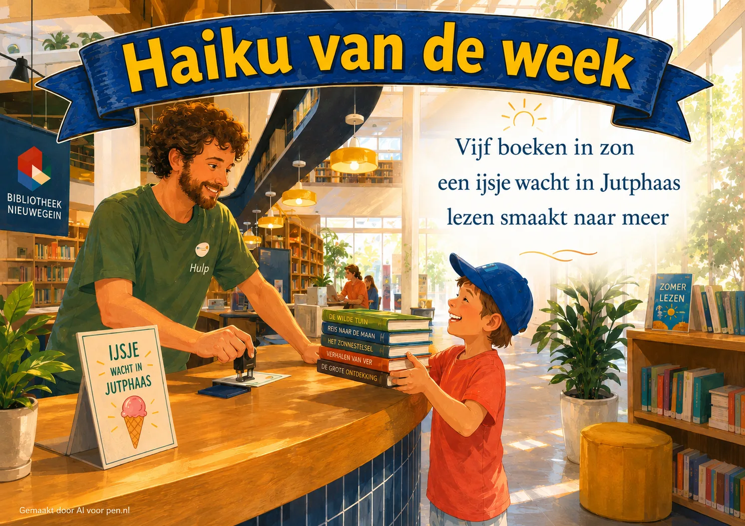 Haiku over ijsjeskaart bibliotheek