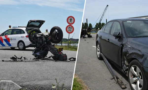 Motorrijder zwaargewond na botsing met auto op Lekdijk Oost