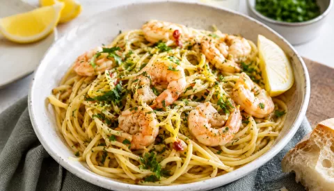 Koken met PEN: ‘Spaghetti met garnalen, knoflook, citroen en peterselie’